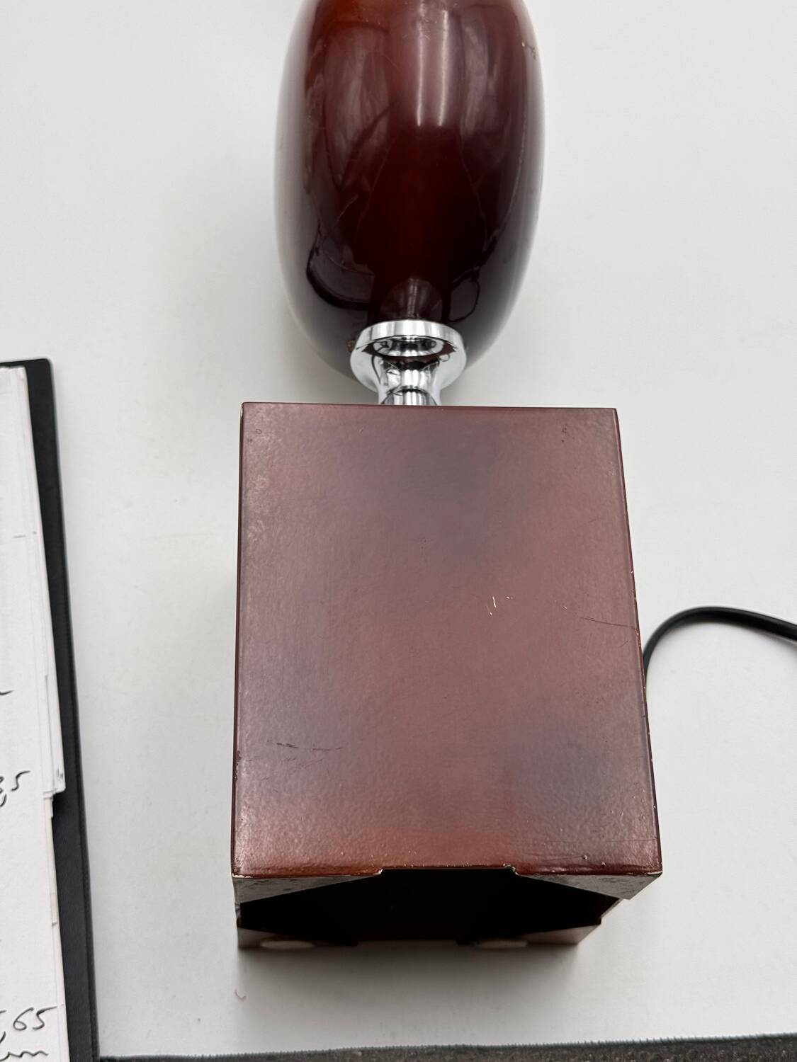 Lacquered metal table lamp Design by Philippe Barbier Vintage 1970