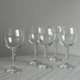 5 large clear crystal wine glasses