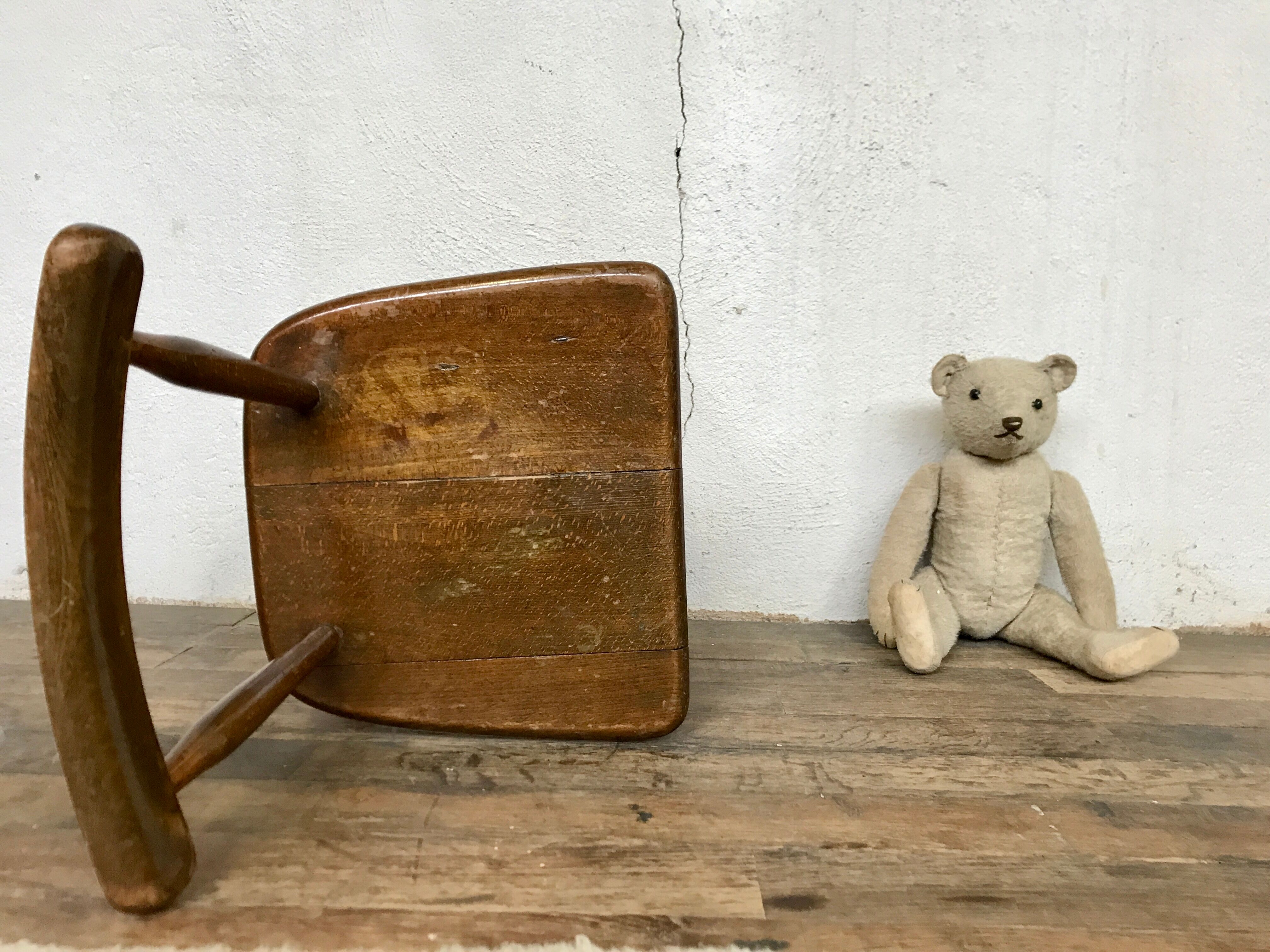 Brutalist primitive style wooden chair