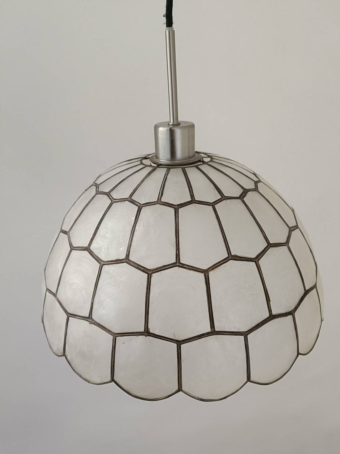 Vintage mother-of-pearl and brass pendant light
