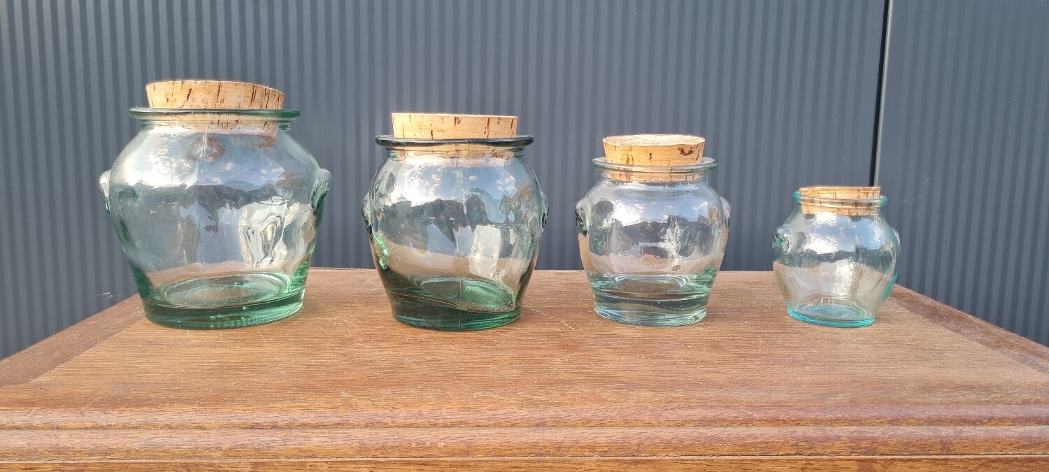 Set of 4 glass spice jars