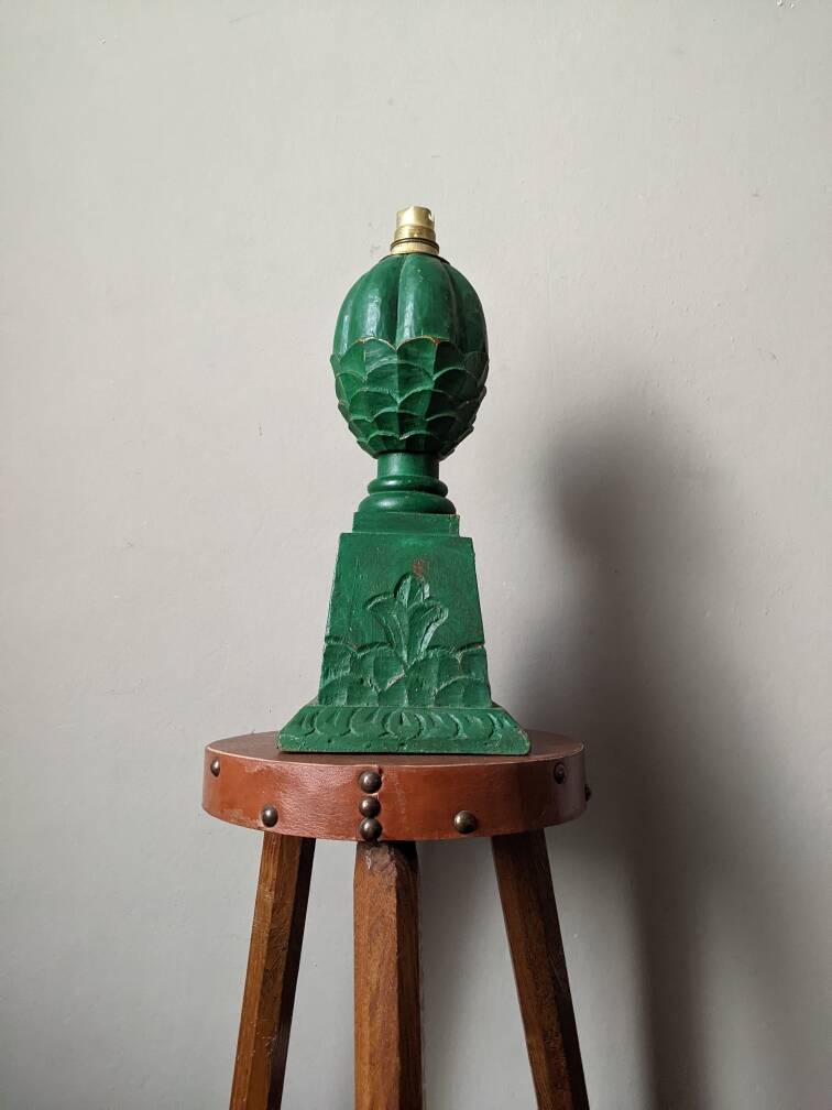 Carved wooden lamp base to be electrified, bohemian country decoration