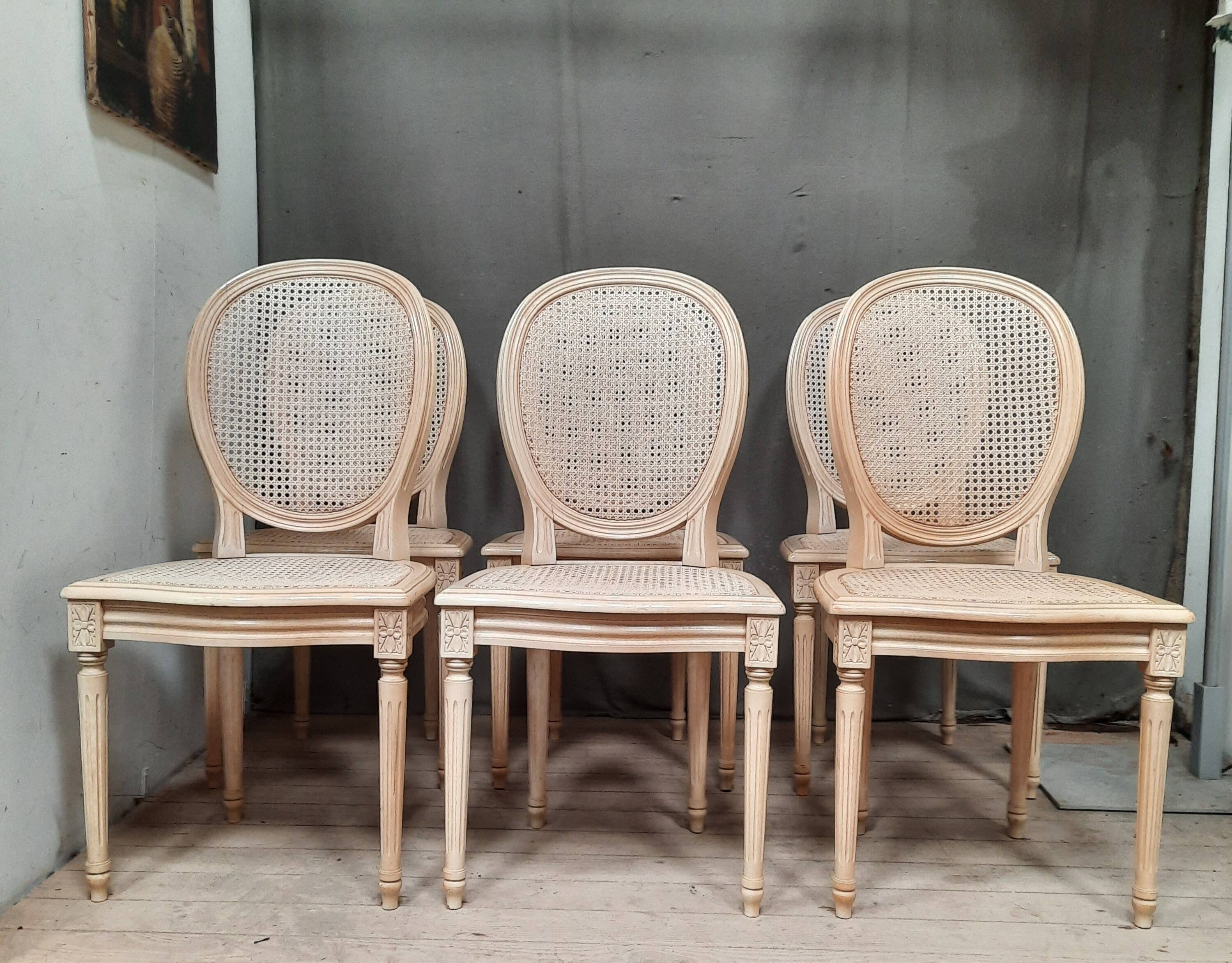 Set of 6 Louis XVI style caned chairs