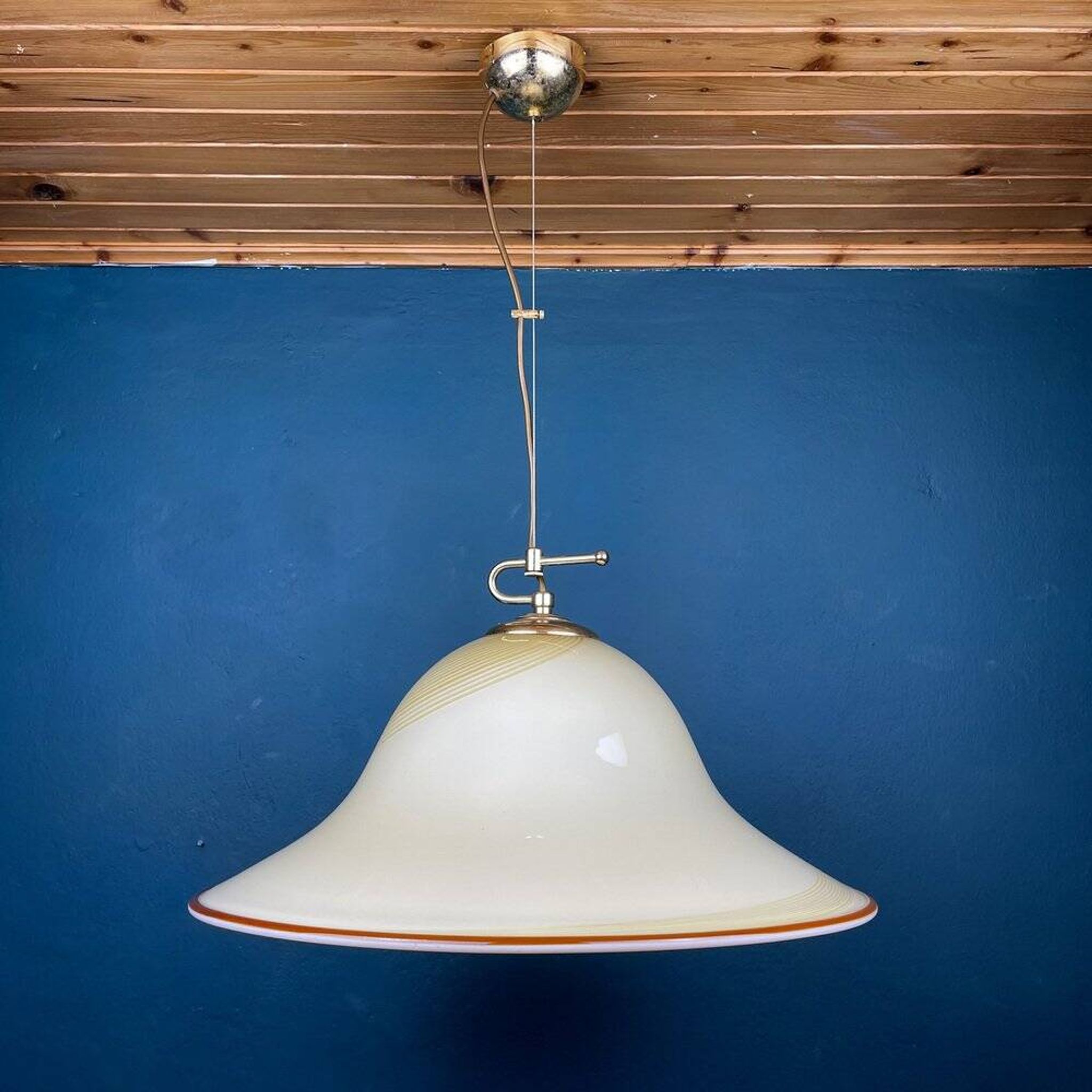 Beige Murano glass pendant light by De Majo, Italy, 1970s.