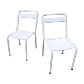 Duo of bistro style indus terrace chairs