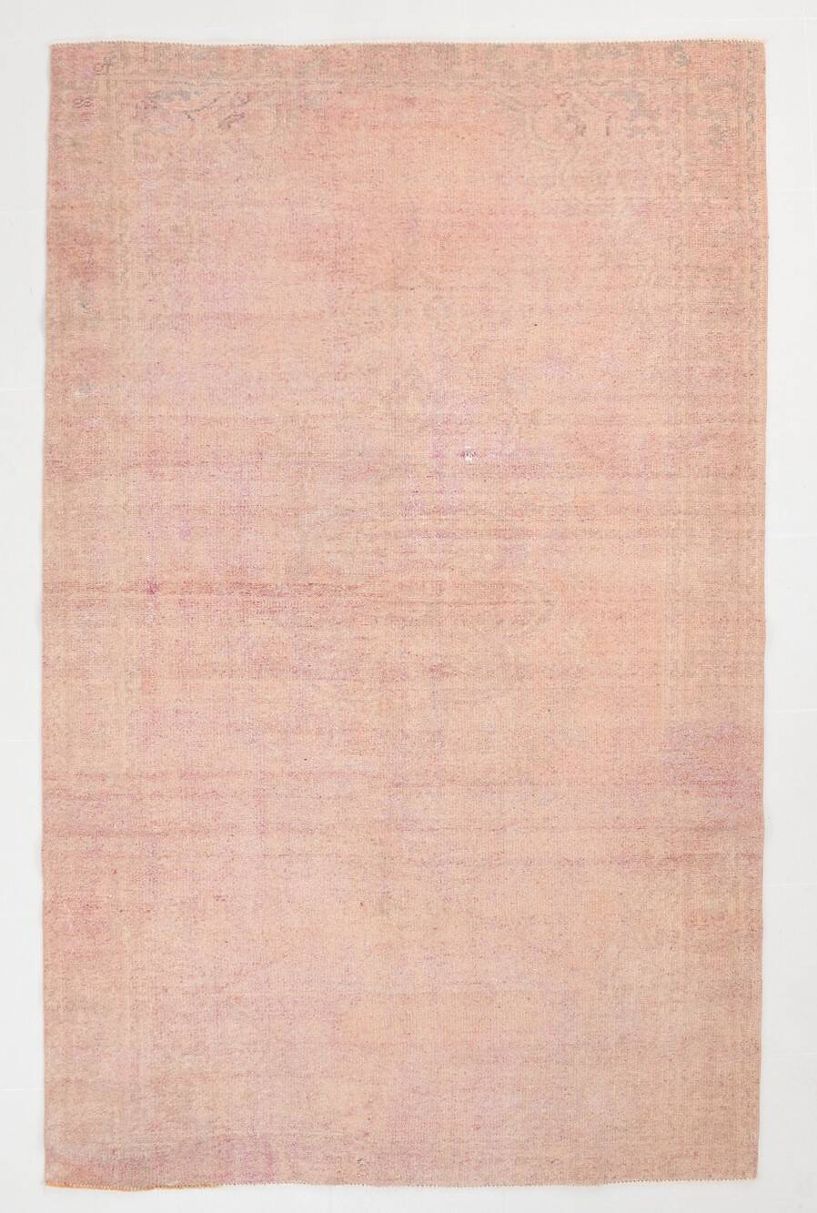 Tapis Anatolien Vintage Fait Main en Laine,Tons Rose Poudré & Beige 265x166