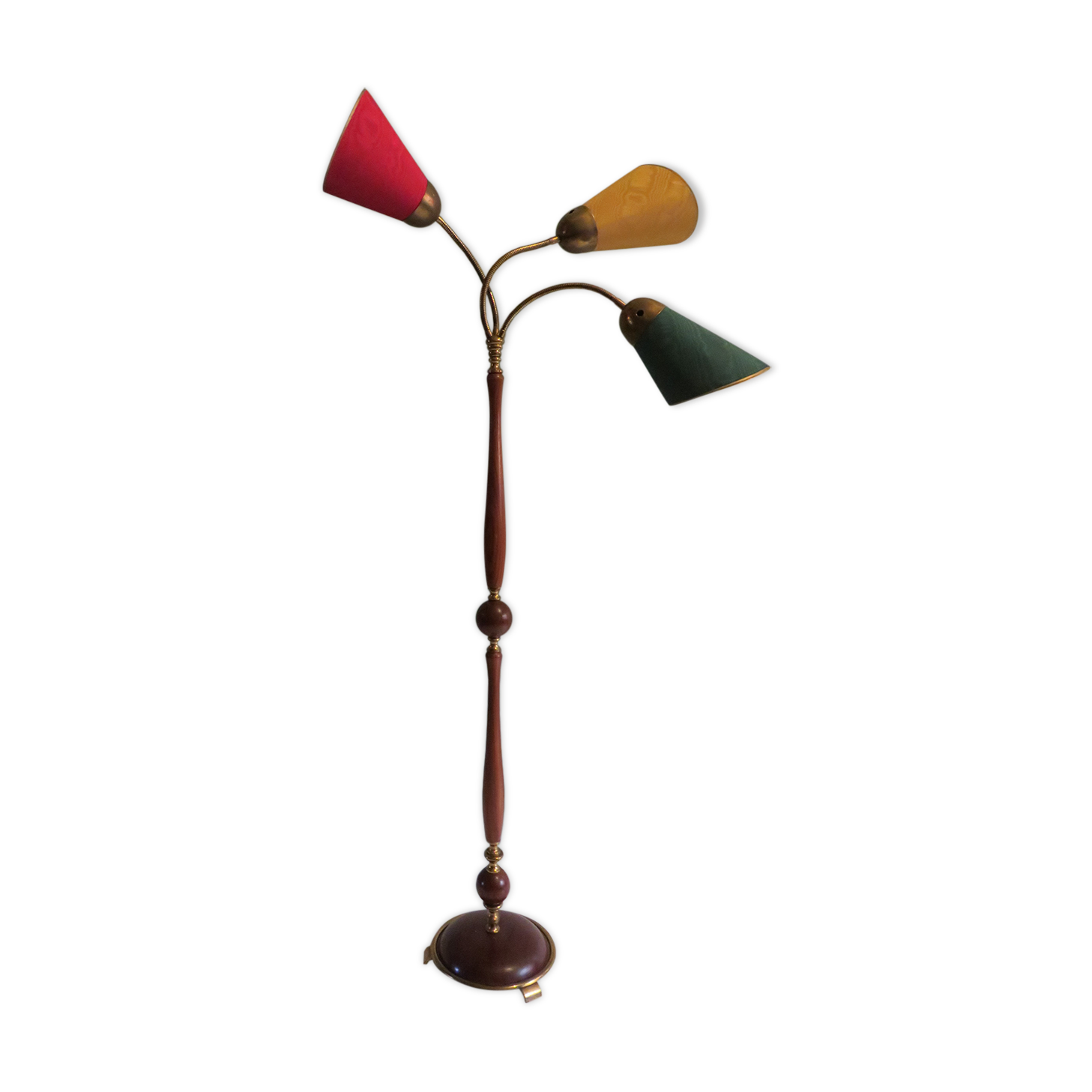 Lampadaire 1950 avec 3 abat-jours colorés