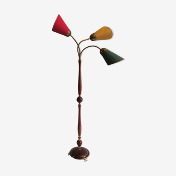 Lampadaire 1950 avec 3 abat-jours colorés