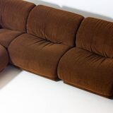 Modular sofa in rust brown velvet by Doimo, 1970s