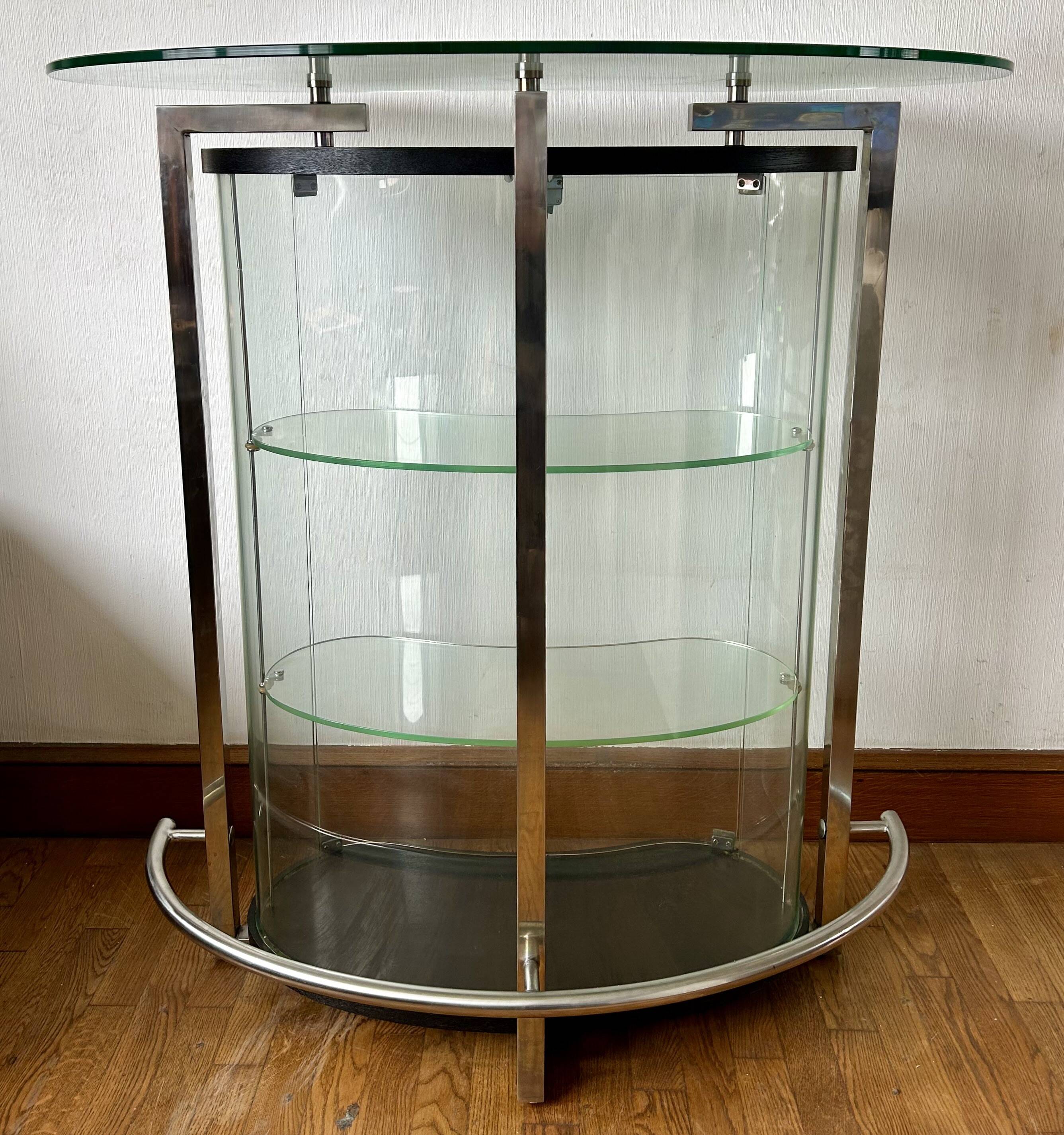 Rounded bar in tempered glass 1980