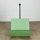 Postmodern magazine rack by Porada Arredi, green leather, 1980s Memphis.