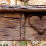 Old pediment beam carved lintel fireplace heart rosette