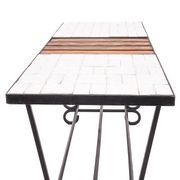Table basse moderniste, teck et céramique, 1950