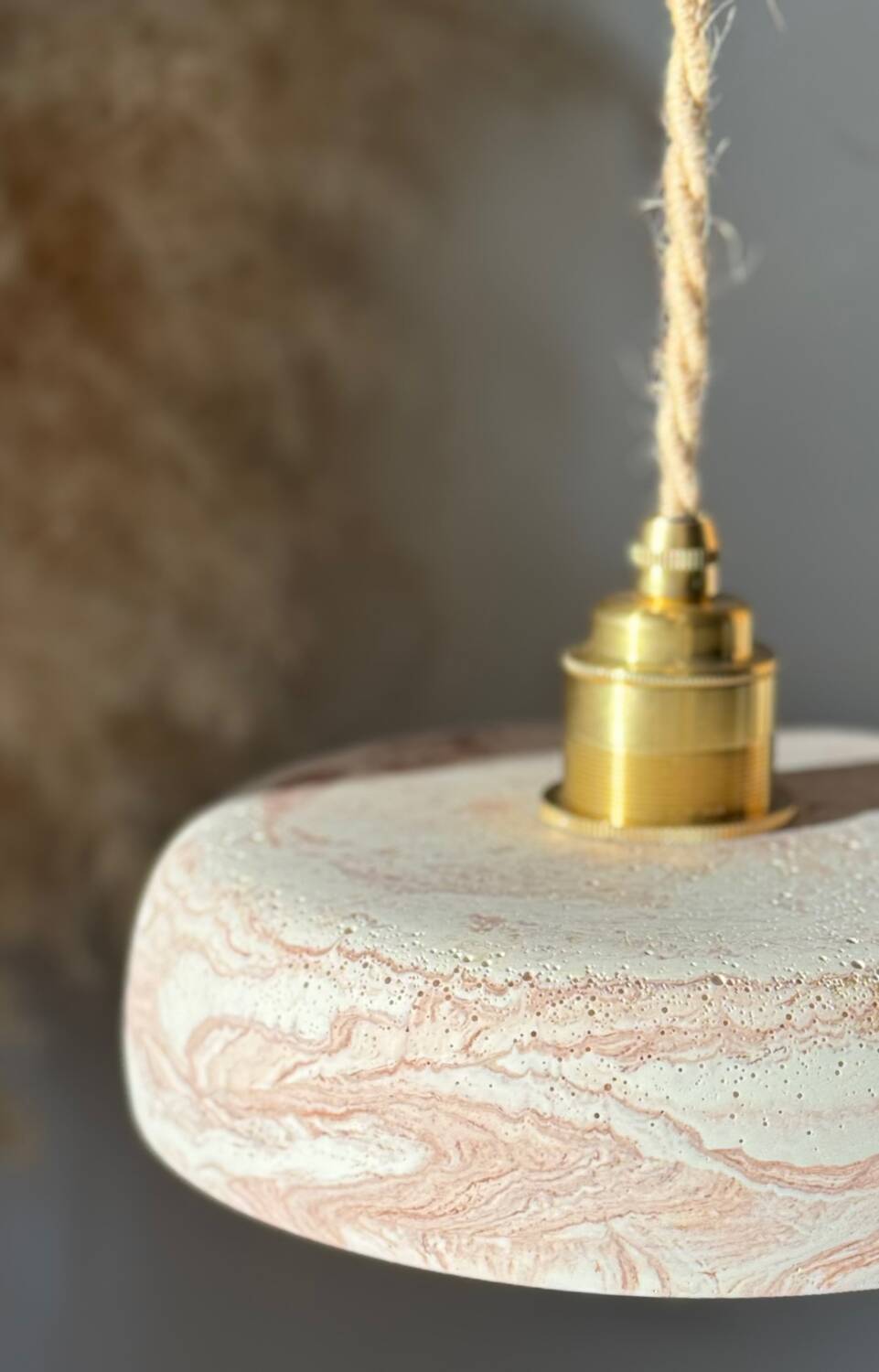 Pair of handcrafted portable lamps with a marbled stone effect