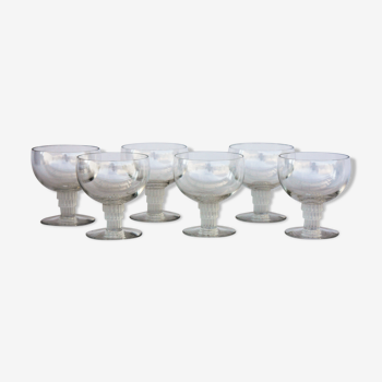 Série de 6 verres à porto en cristal  Lalique modèle Bambou