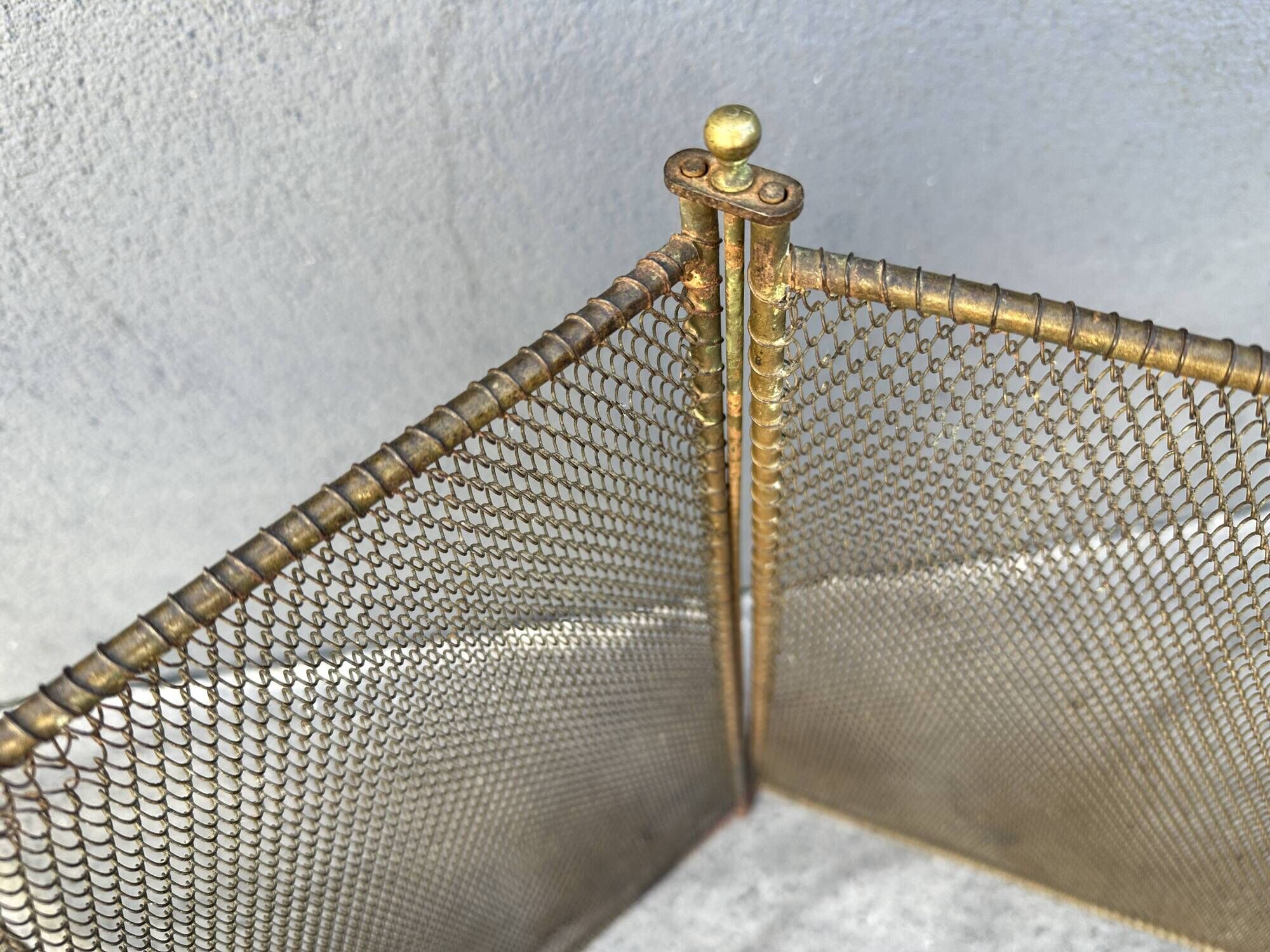 Antique fireplace screen from the 19th century, Napoleon III spark guard.