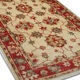 Red beige wool rug handmade oriental carpet traditional living room rug- 86x123cm