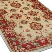 Red beige wool rug handmade oriental carpet traditional living room rug- 86x123cm