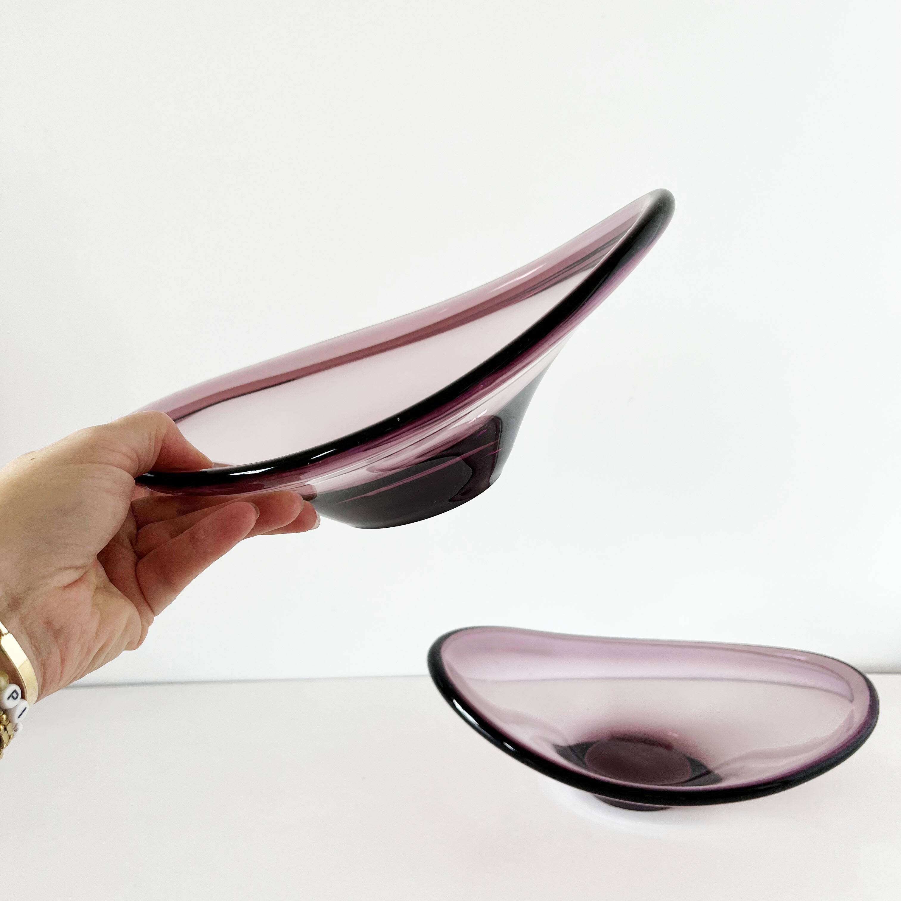 Pair of purple glass empty pockets 1960
