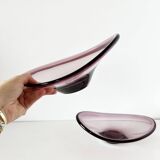 Pair of purple glass empty pockets 1960
