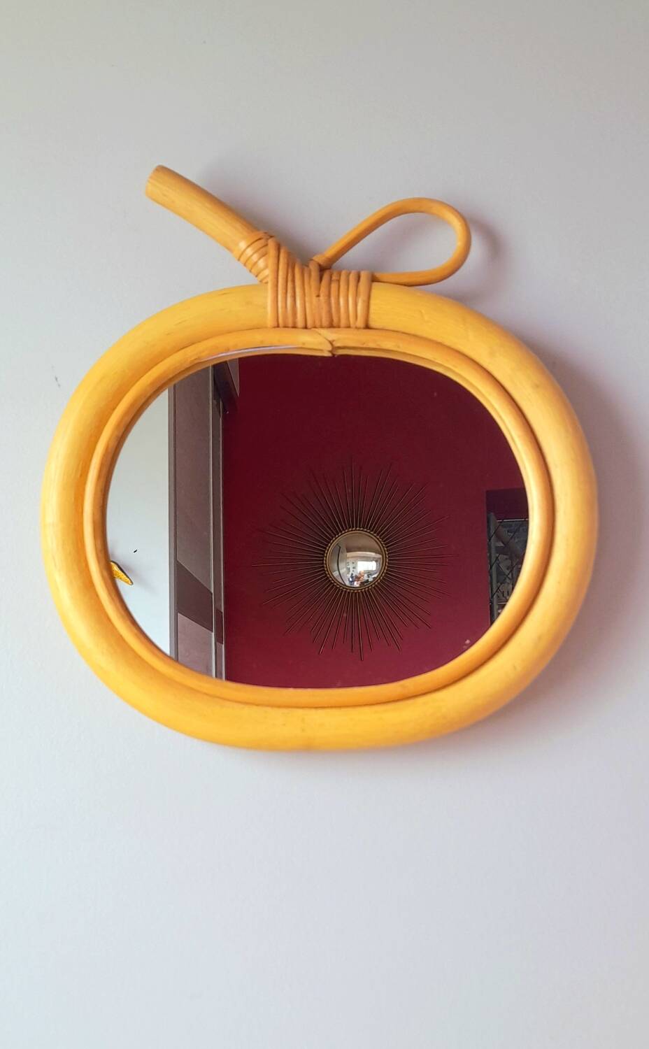 Rattan Apple Mirror