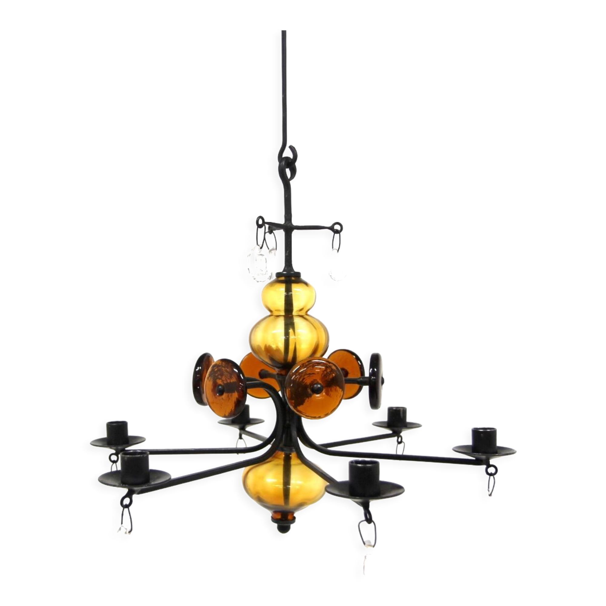 Glass chandelier, Erik Höglund, For Boda Glasbruk & Smide, Sweden, 1970