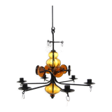 Glass chandelier, Erik Höglund, For Boda Glasbruk & Smide, Sweden, 1970