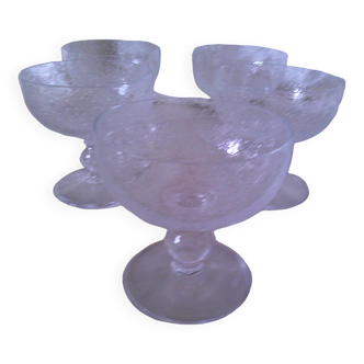 Set of 5 bubble glass ice cream cups