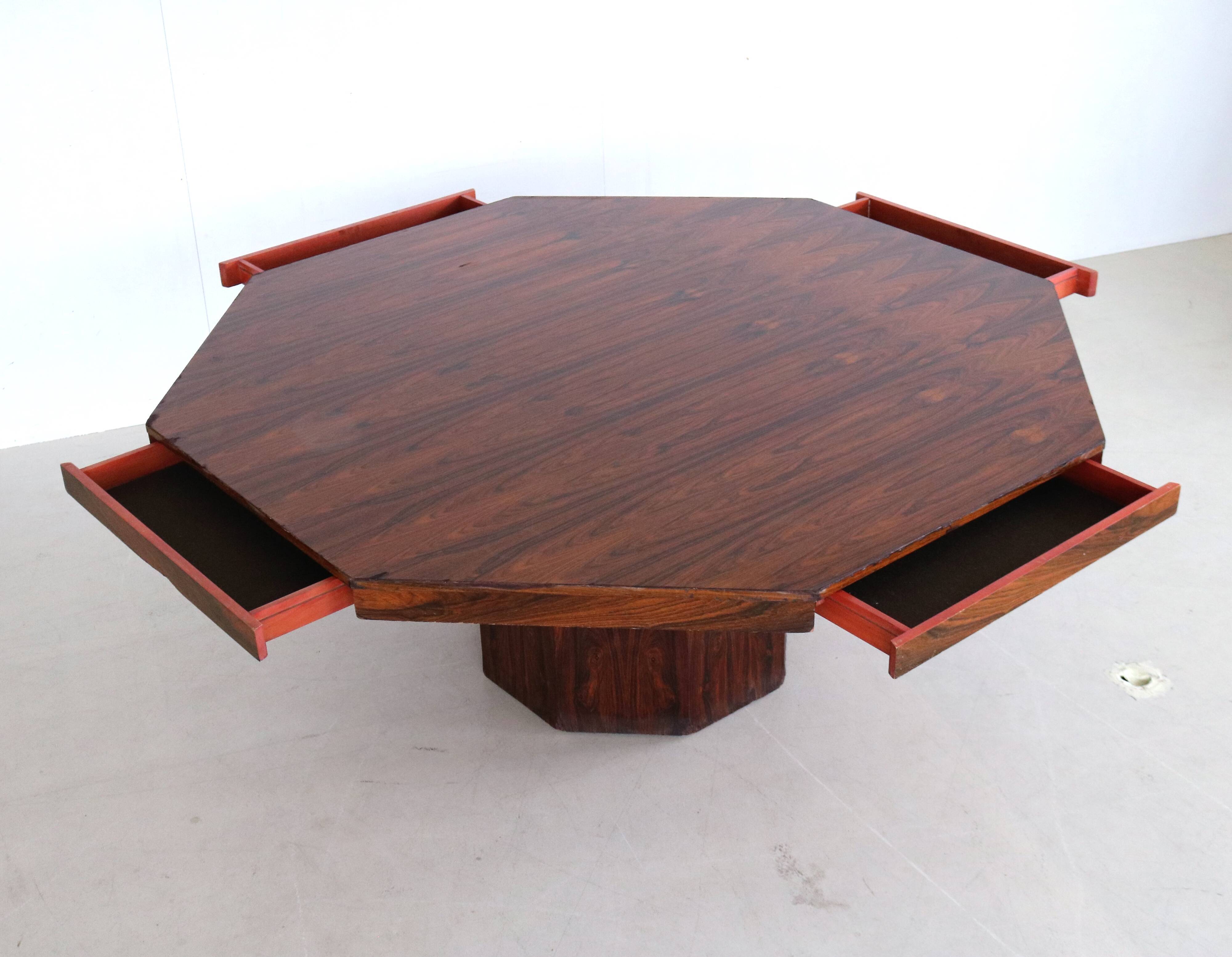 Octagonal dining ore conference table with drawers