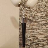 Lampe vintage noir et opaline en verre soufflé