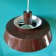 Brown lacquered pendant light, taklampa model by "e.s.horn", Denmark 1970