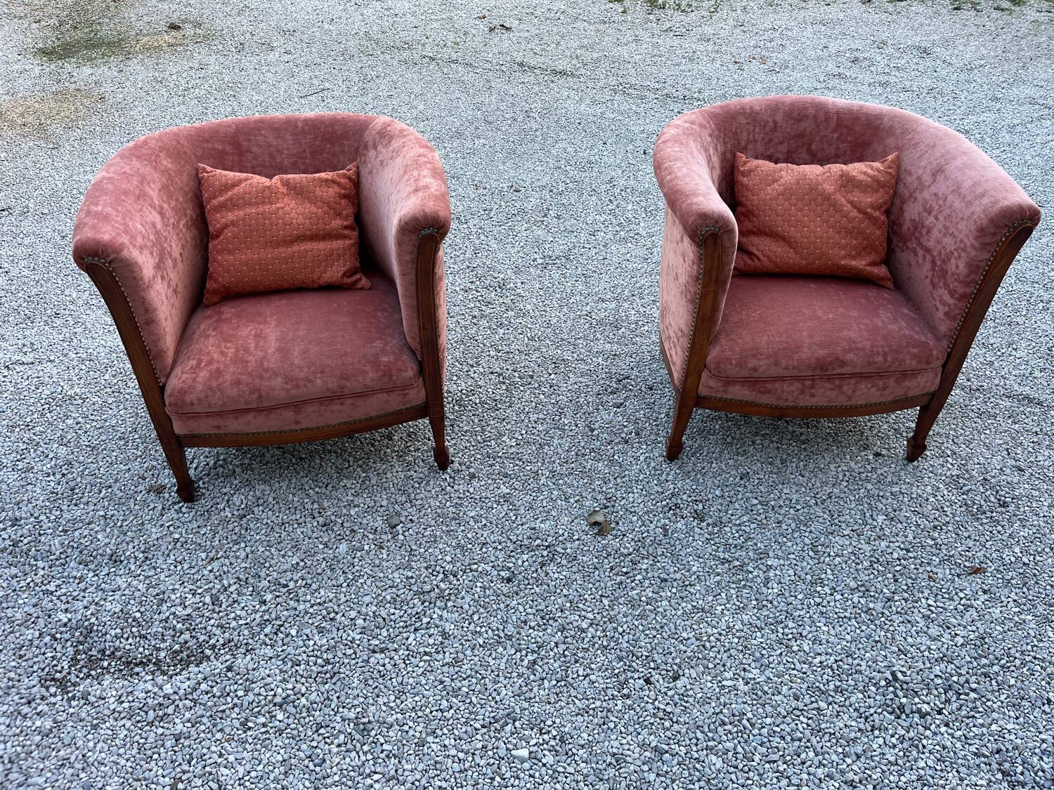 Pair of Louis Philippe marquetry armchairs