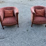 Pair of Louis Philippe marquetry armchairs