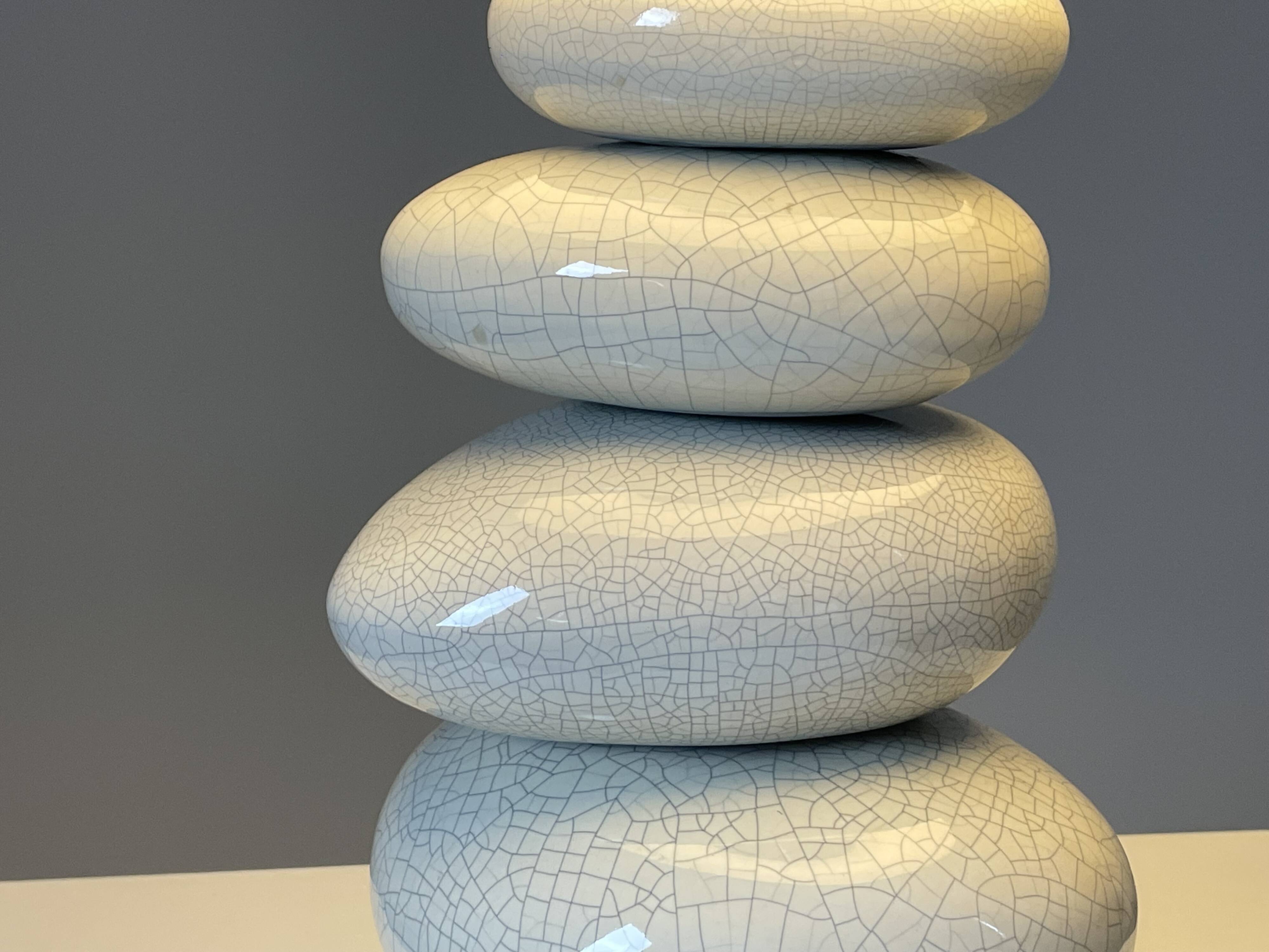 Cracked pebble lamp by François Châtain with its original lampshade, France 1970s