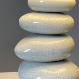 Cracked pebble lamp by François Châtain with its original lampshade, France 1970s