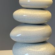 Cracked pebble lamp by François Châtain with its original lampshade, France 1970s
