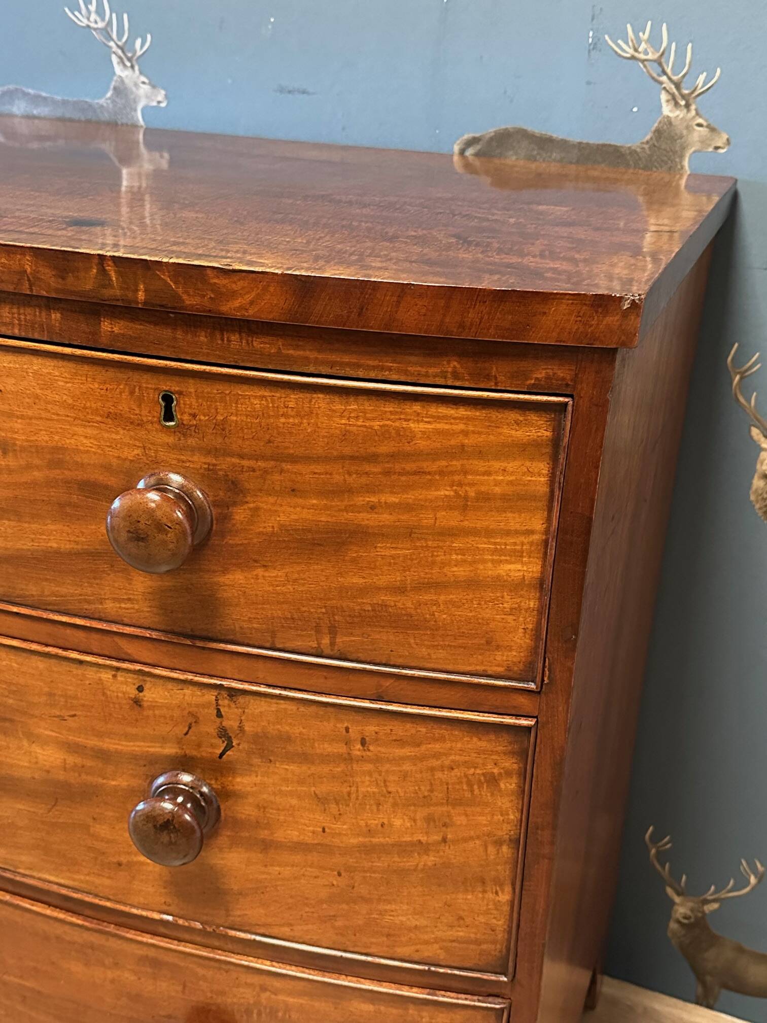 Antique Bow front chest of drawers