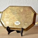 Small vintage brass tray with cloisonné enamel floral decoration - 1960.