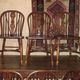 Set of 6 solid oak lyre-back Windsor chairs, 1960s