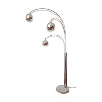 Lampe vintage 3 globes pied en marbre