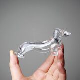 Vintage Gervais Danone knife holders, dachshund design, clear plastic