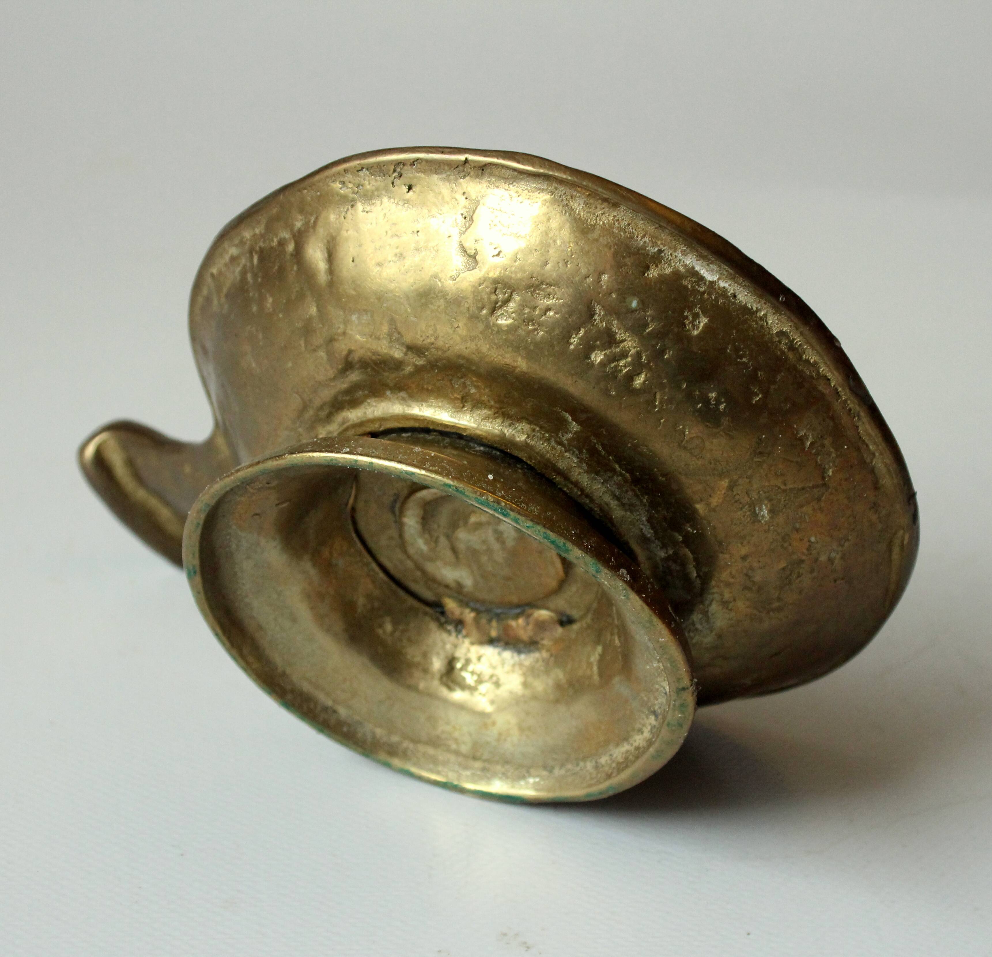 Handmade brutalist heavy brass candle stick - Vintage