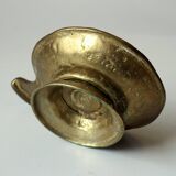 Handmade brutalist heavy brass candle stick - Vintage