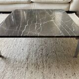 Table basse vintage et moderniste Rolf Benz en marbre et acier