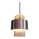 Scandinavian pendant light in grooved transparent glass and brushed aluminum, 1960