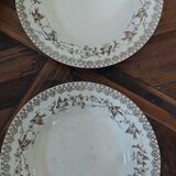 Set of 13 antique Terre de Fer HB & Cie plates – Round bird decoration