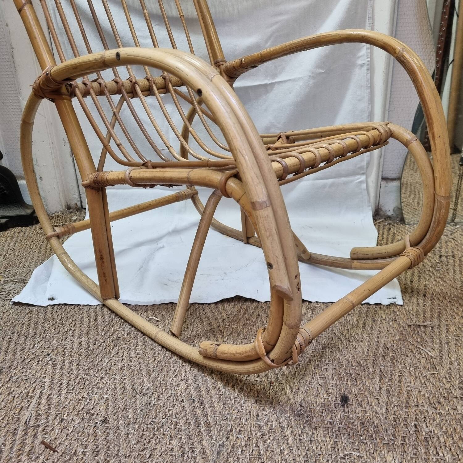 1960s rattan rocking chair