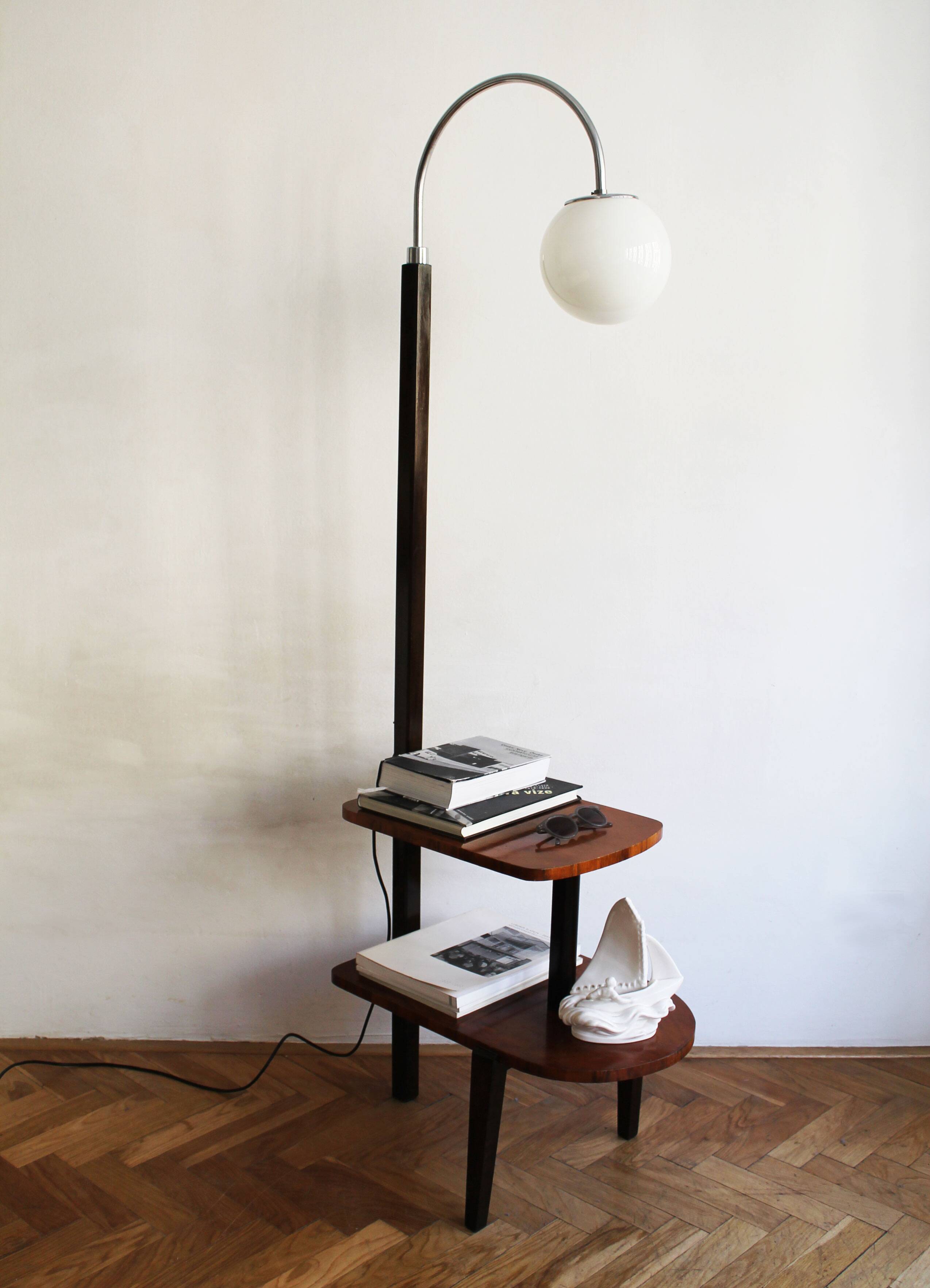 1950s Modernist Floor Lamp with Shelves