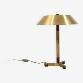 Lampe de table "Président" en teck et laiton, Jo Hammerborg 1960