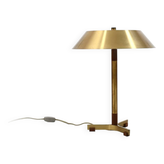 Lampe de table "Président" en teck et laiton, Jo Hammerborg 1960